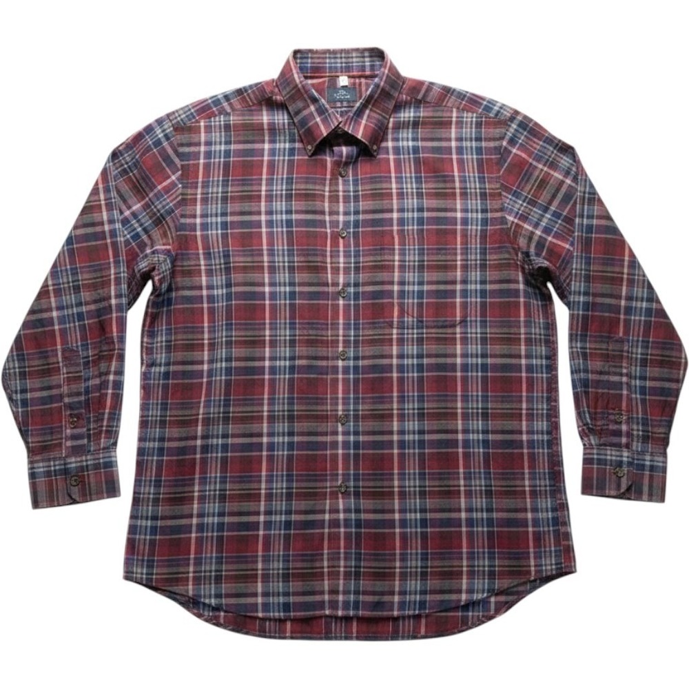 Turnbury Shirt Mens XL Red Plaid Long Sleeve Cotton Button Up Pocket Casual